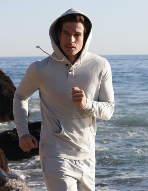 Men's Henley Style Bamboo Viscose Hoodie