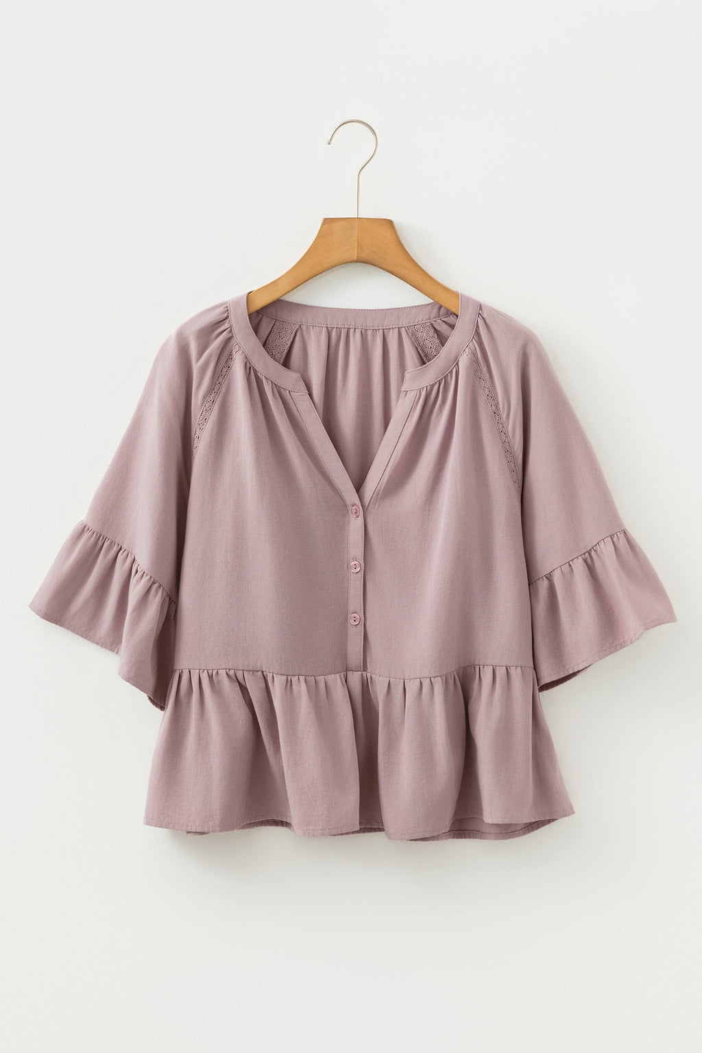 Woman Ainsley Slit Ruffled Loose Blouse