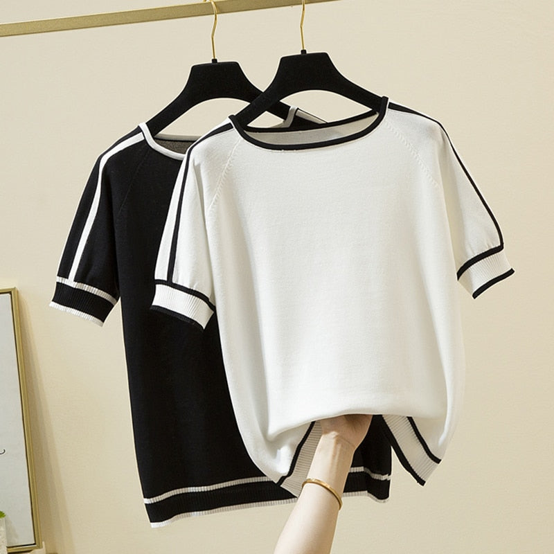 Knitted T Shirt Women’s Short Sleeve Summer Tops