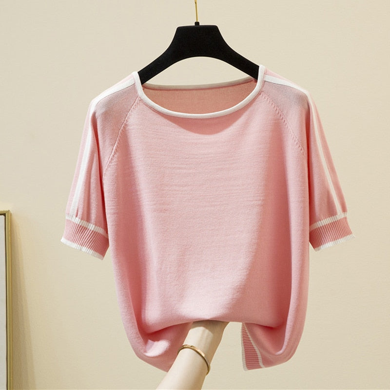 Knitted T Shirt Women’s Short Sleeve Summer Tops