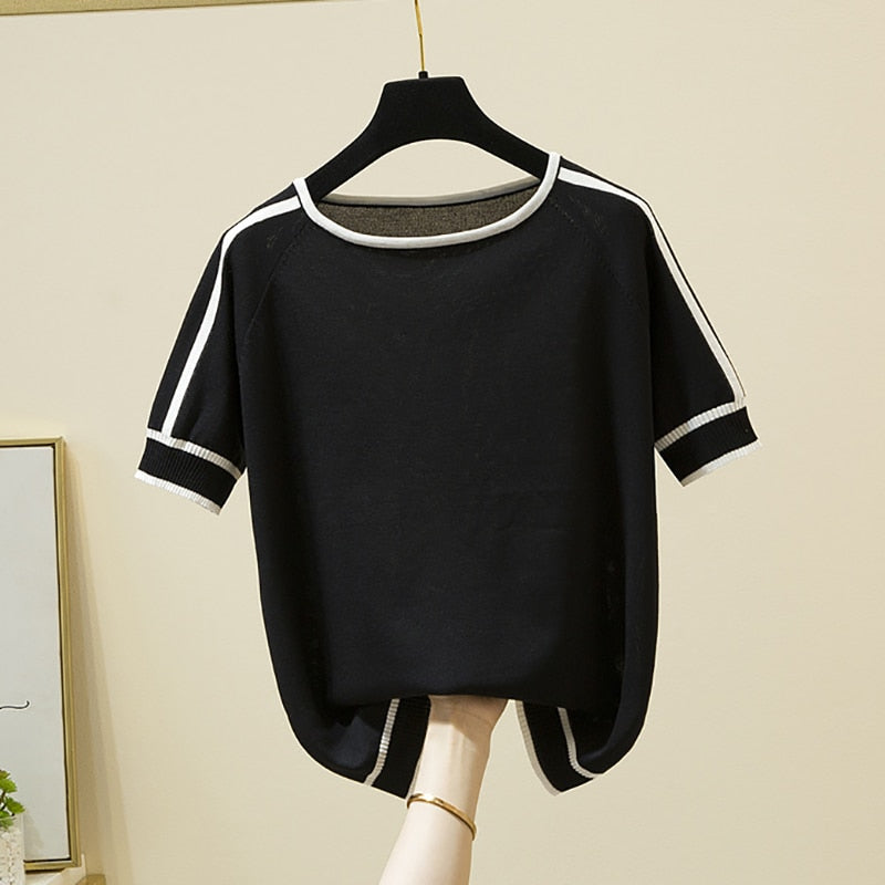 Knitted T Shirt Women’s Short Sleeve Summer Tops