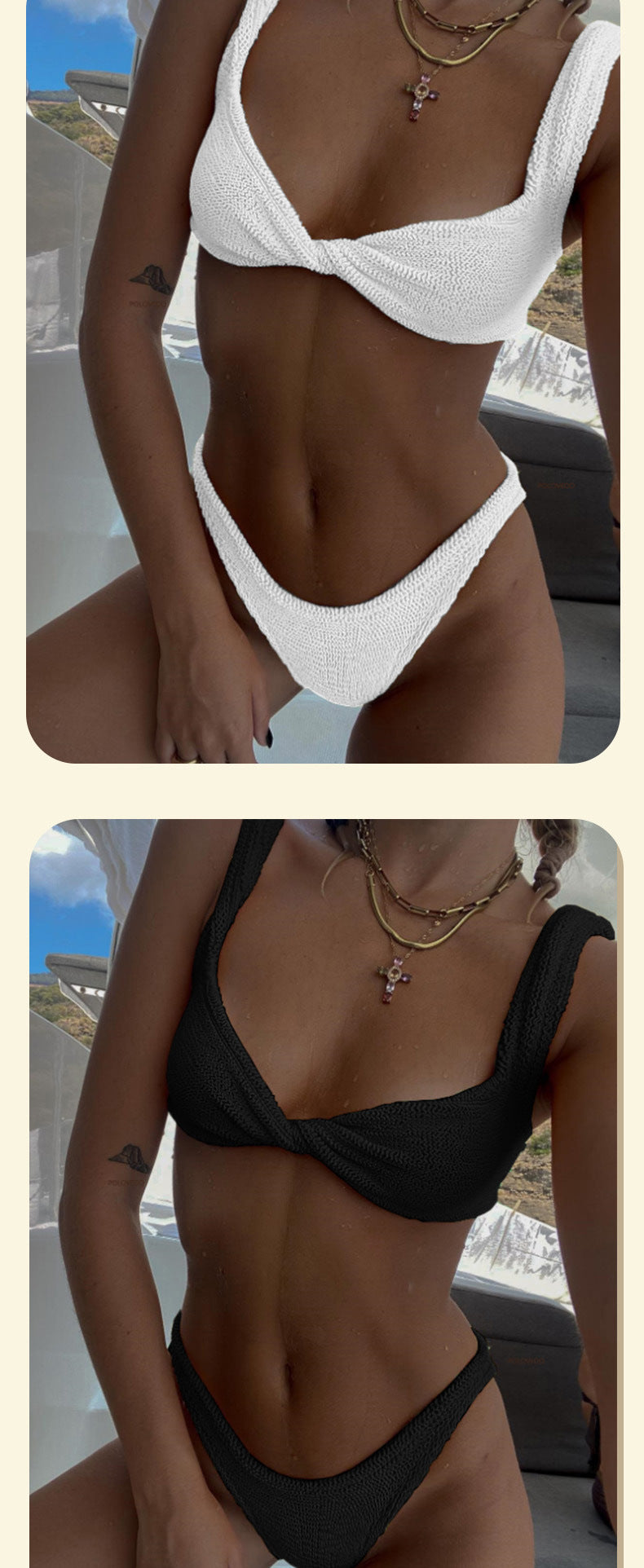 European and American swimsuit women's cross-border bikini swimsuit sexy solid color strap three-point split swimsuit women's in stock wholesale