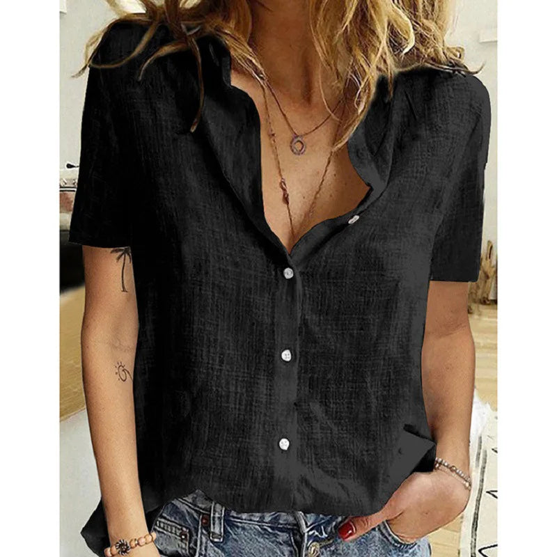 Summer Elegant Harajuku Linen Oversized Shirts Short Sleeve Birds Print Loose Blouses and Tops Casual Oversized  Tunic Clothing